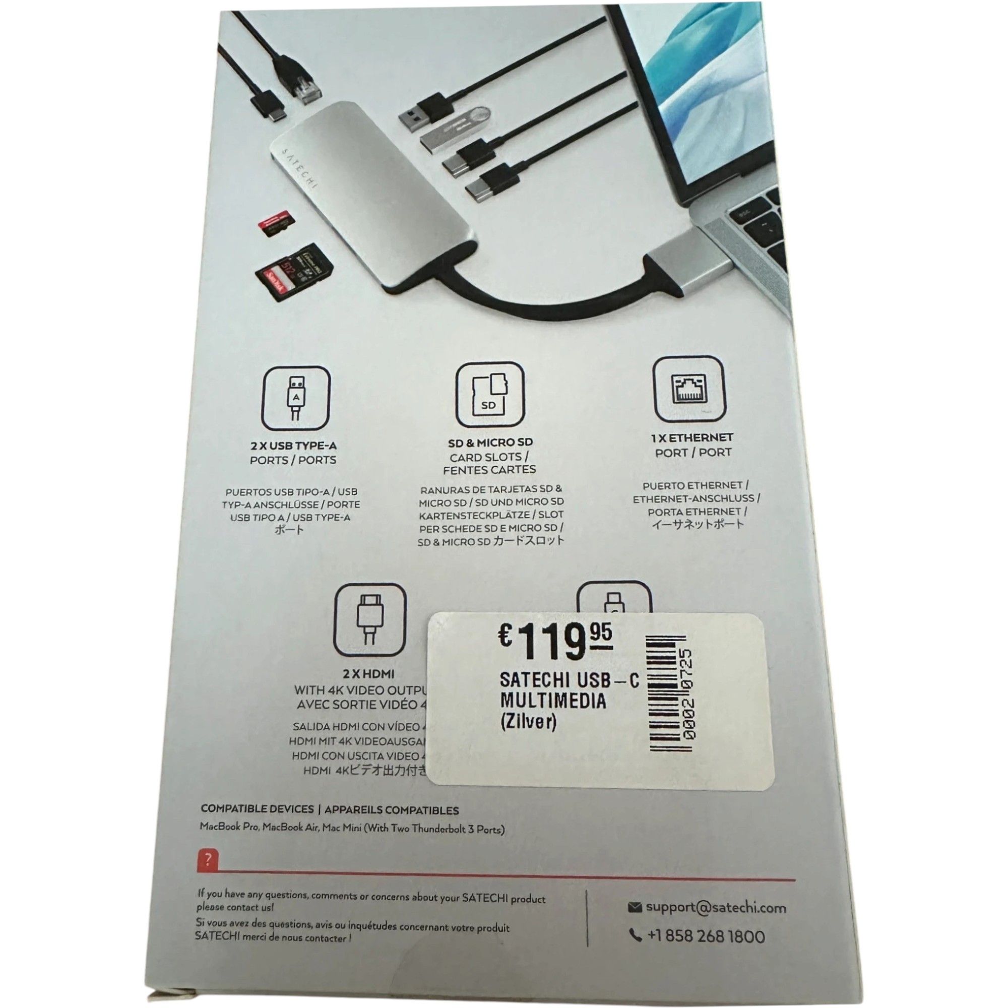Satechi USB-C Dual Multimedia Adapter 2025 refurbished Grade Nieuw — φωτογραφία 2